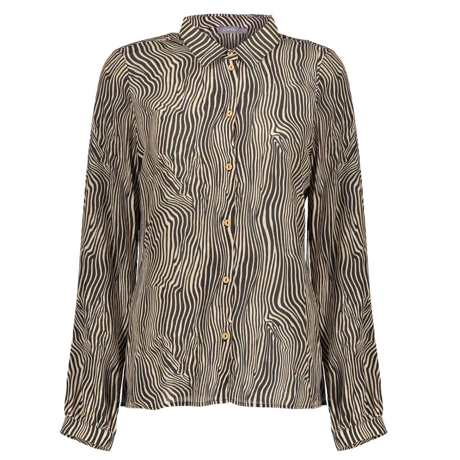 Geisha Fashion Blouses*Geisha Dames Blouse Met Zebraprint 43669-20 off-white